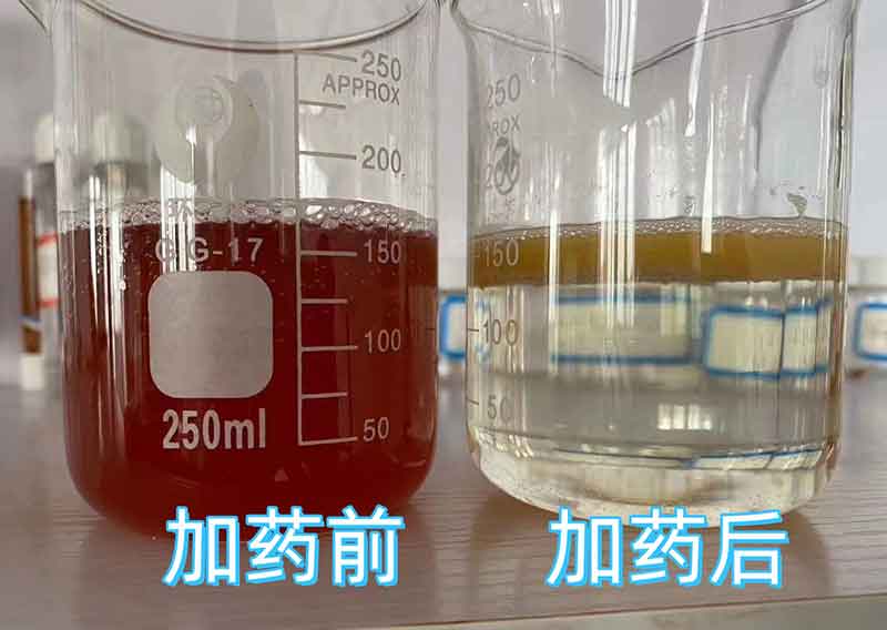 蓝莓废水投加药剂小试效果
