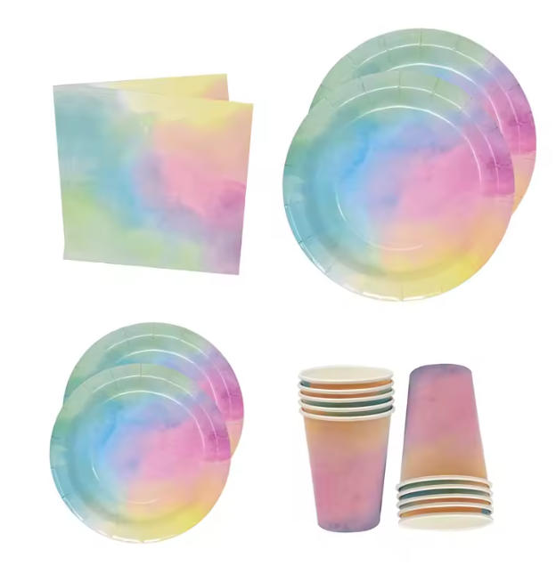Rainbow Party Theme Birthday Plates Napkin Cup Disposable Pa