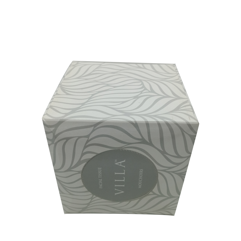 Square gray-striped printed box-packaged facial tissue