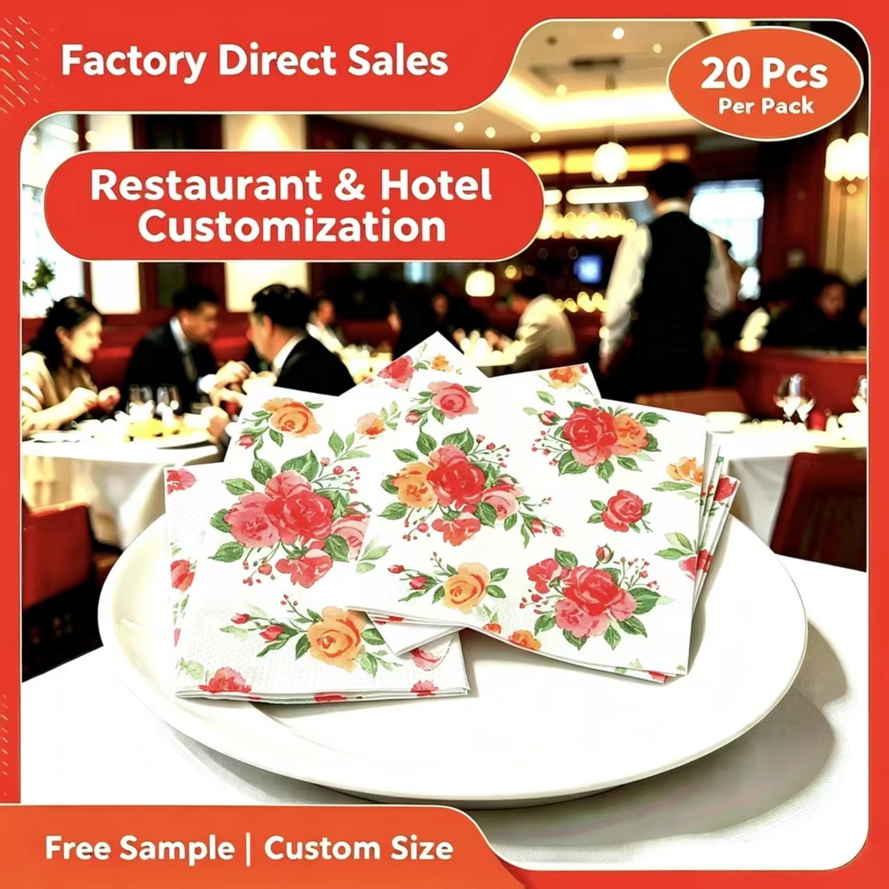 Floral Green Leaf Printed Soft High Quality 3 Ply Virgin Woo