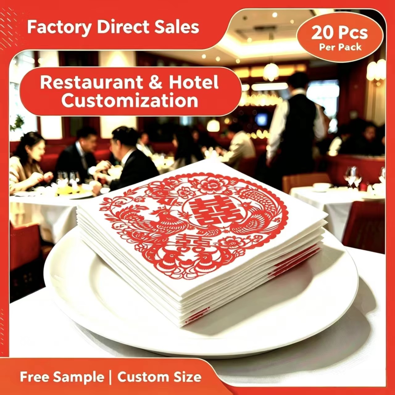Chinese Festive Paper-Cutting Culture Patterns 3 Ply Printed