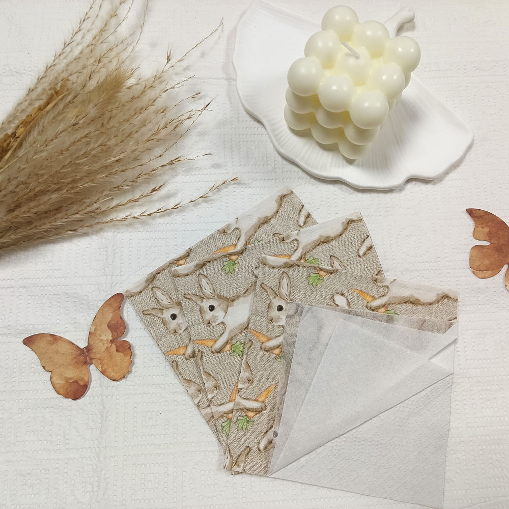 XIANGSHENG 25x25cm 3-Ply Easter Bunny Napkins Disposable Coc