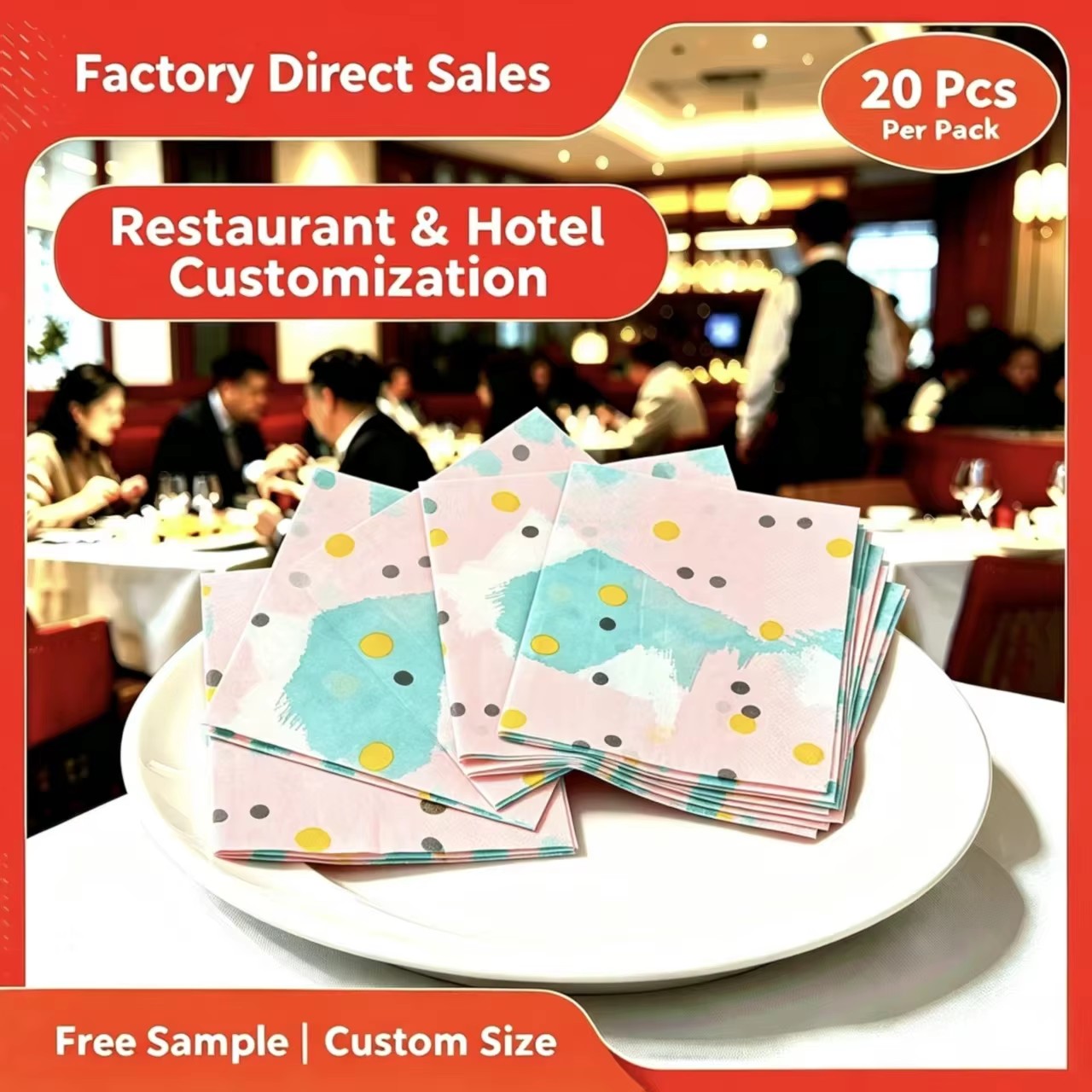 Cute Spotted Whale 3 Ply Printed Dinner Napkins in Bag Style