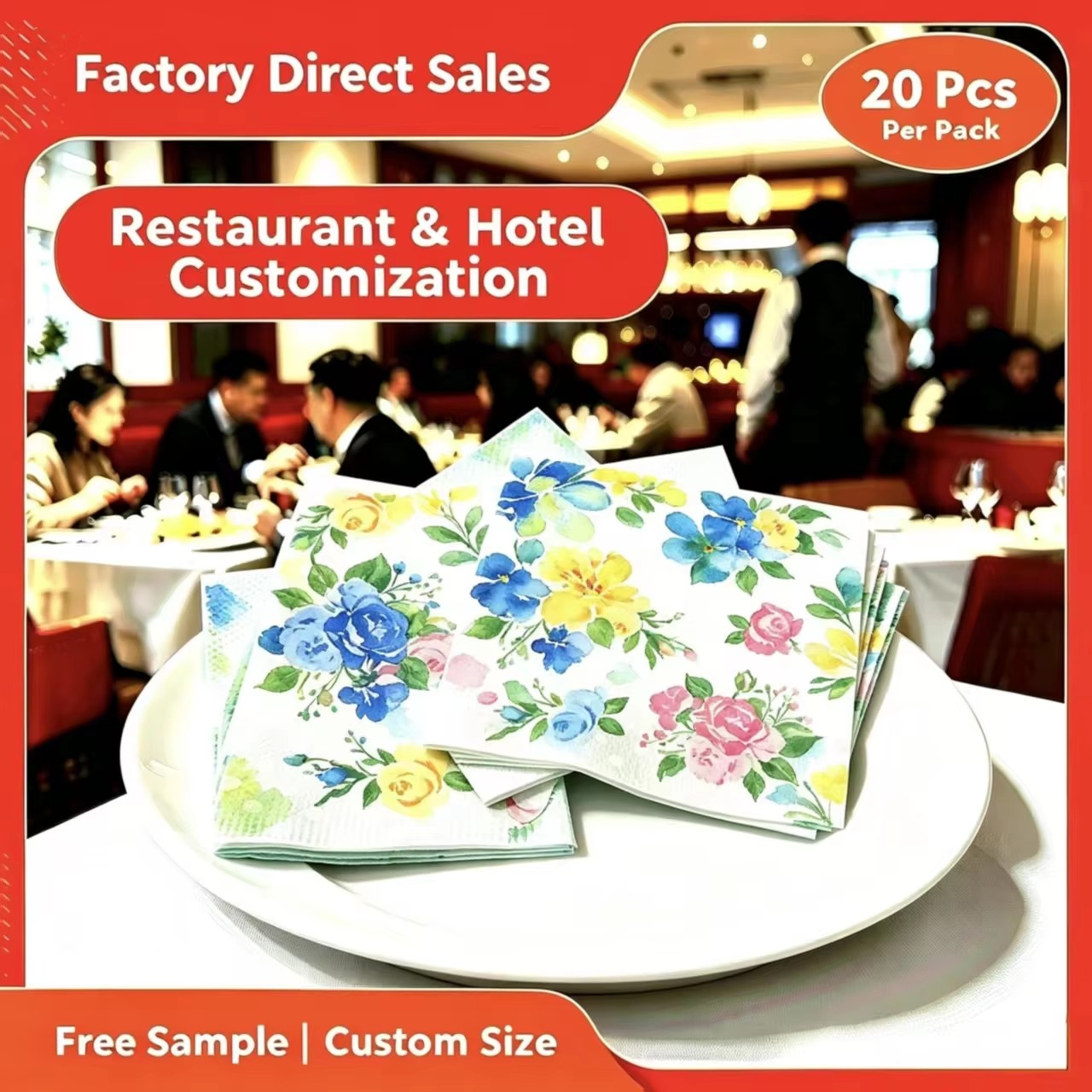 High Quality 3 Ply Virgin Wood Pulp Colored Pattern Green Le