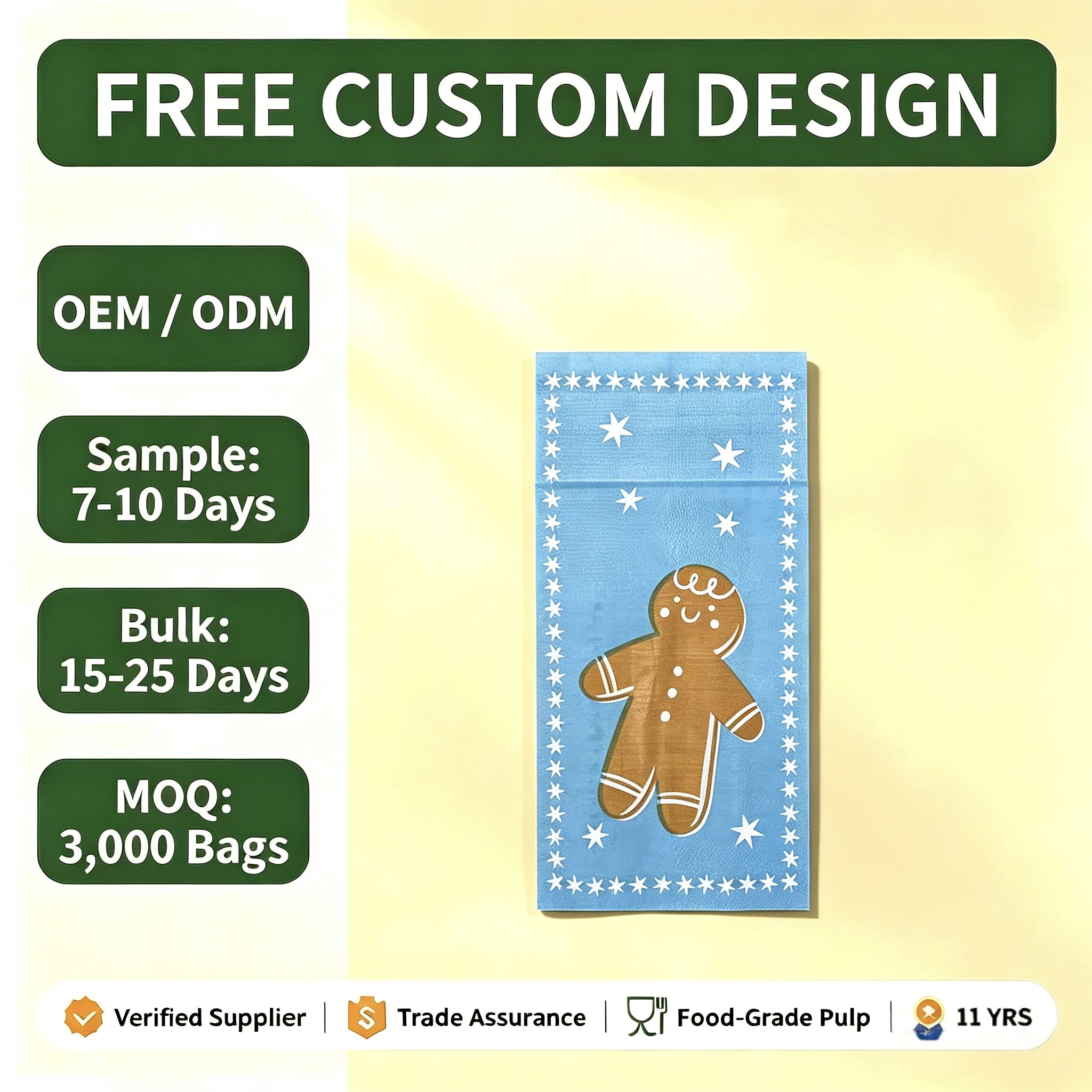 Full-page Printed Christmas Gingerbread Man-themed Knife and