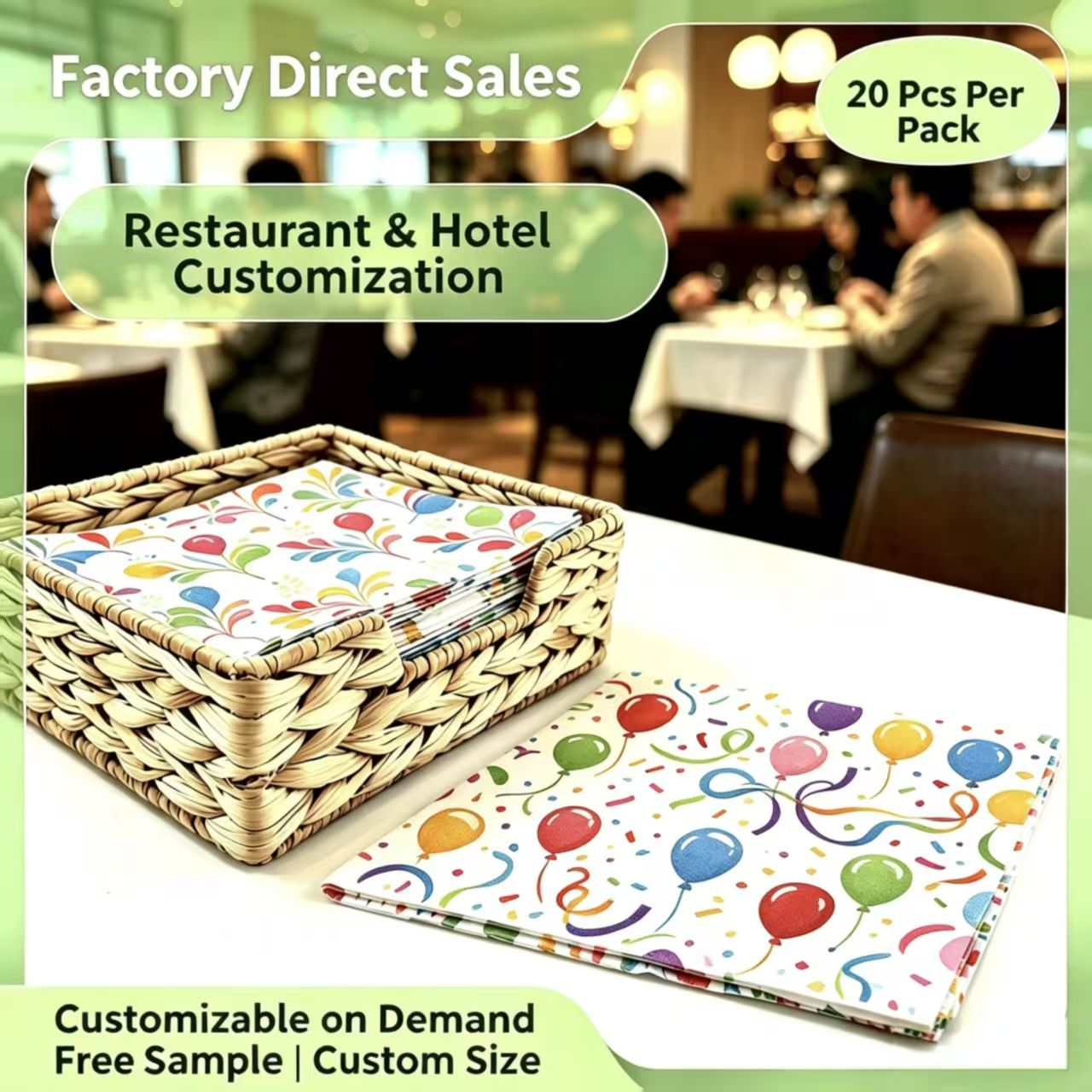 Xiangsheng 2-Ply 33 * 33 cm Natural Color Balloon PrintedTab