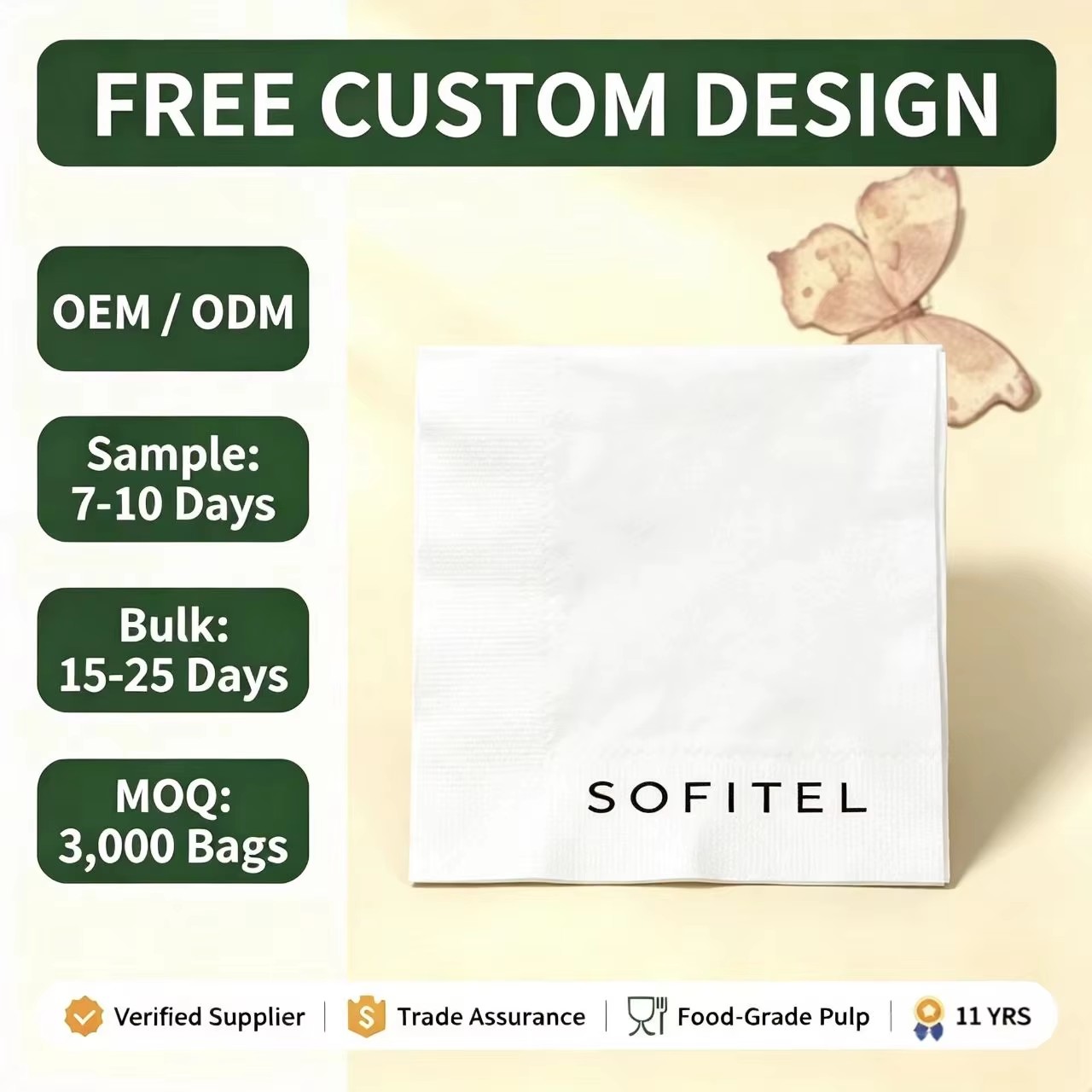Disposable Lint Free Airlaid Paper Napkins Linen Feel Dinner