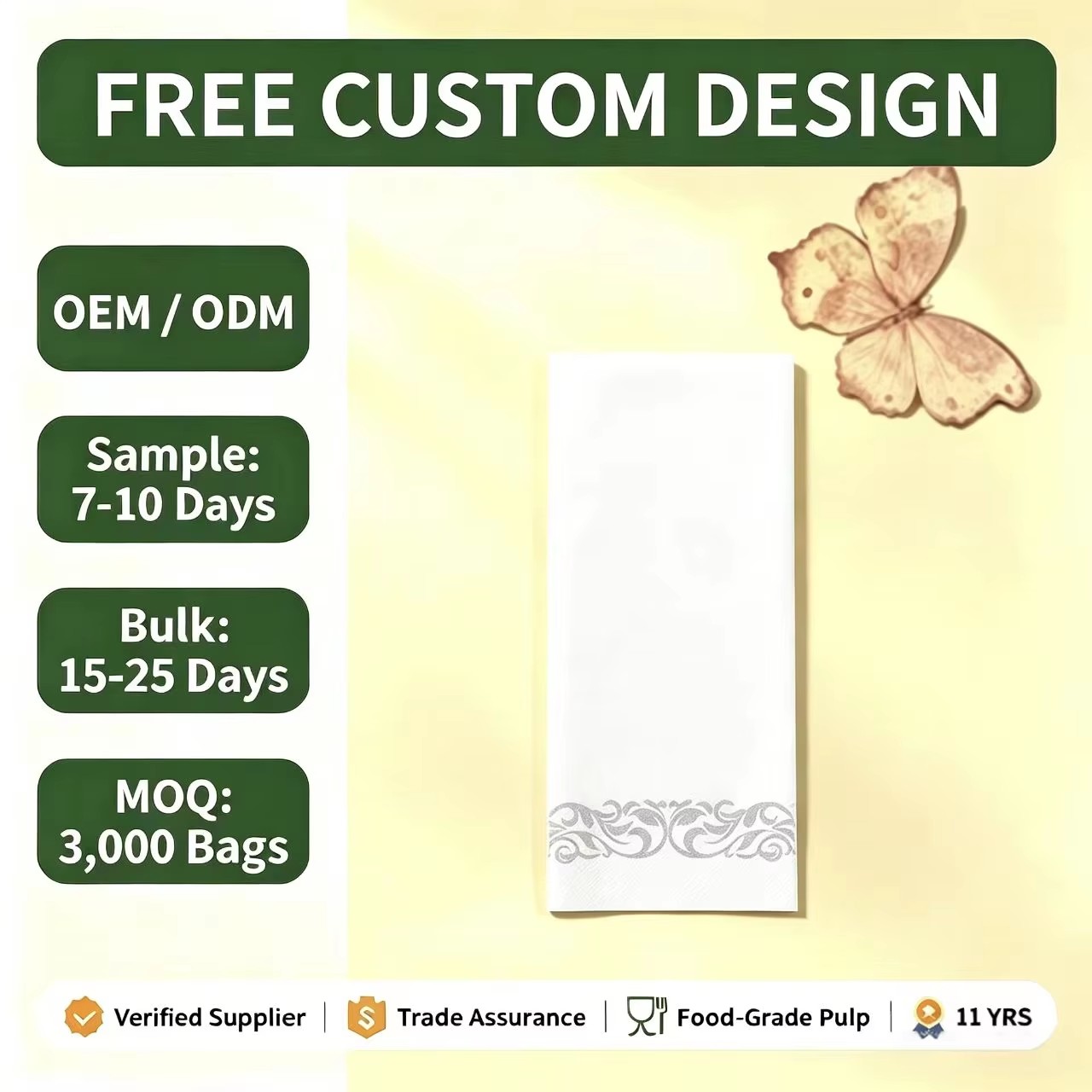 Disposable Lint Free Airlaid Paper Napkins Linen Feel Dinner